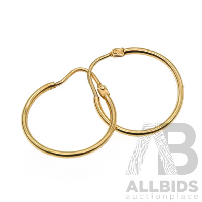 9ct Yellow Gold Petite Hoop Earrings, 20mm, 1.0 Grams