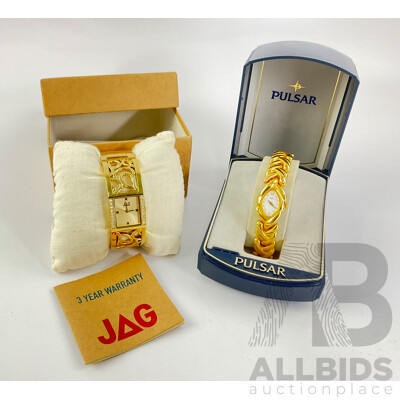 Ladies Vintage (2) Gold Tone Dress Watches - Pulsar & JAG