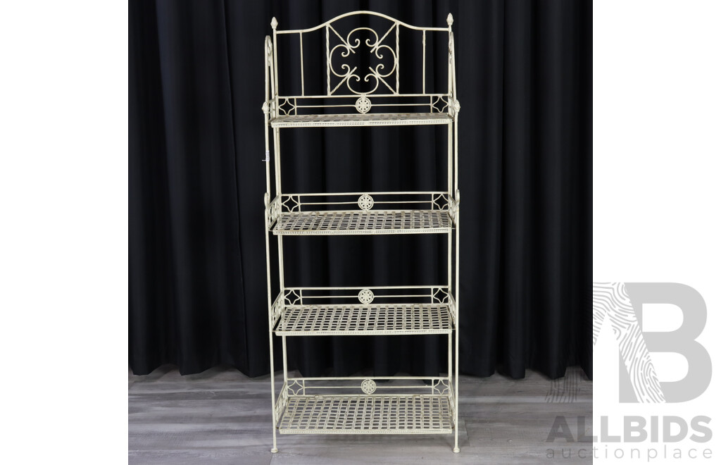 Painted Metal Four Tier Plant Stand