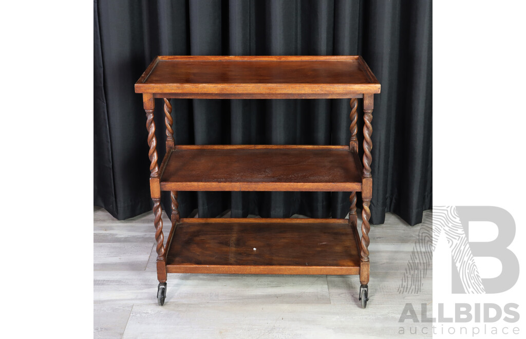 Oak Three Tier Drinks Trolley