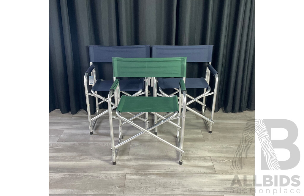 Collection of Three Aluminium Folding Chairs