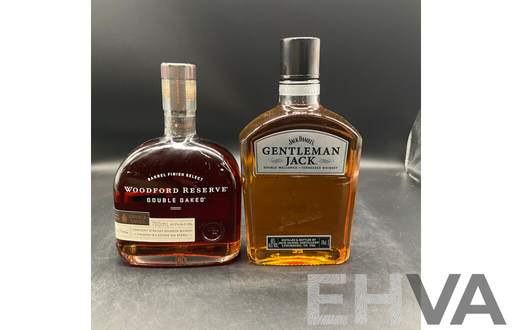 Jack Daniels Gentalman Jack and Woodfor Reserve Double Oaked