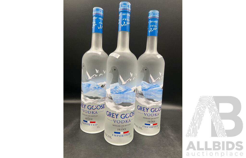 1000ml Bottle of Grey Goose Vodka - Lot of 3