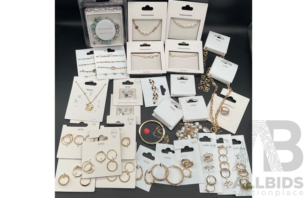 ANKO Costume Jewellery Collection Including Necklaces, Rings, Earrings and Bracelets - Lot of 28