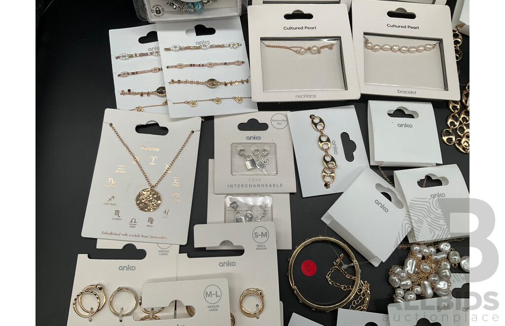 ANKO Costume Jewellery Collection Including Necklaces, Rings, Earrings and Bracelets - Lot of 28