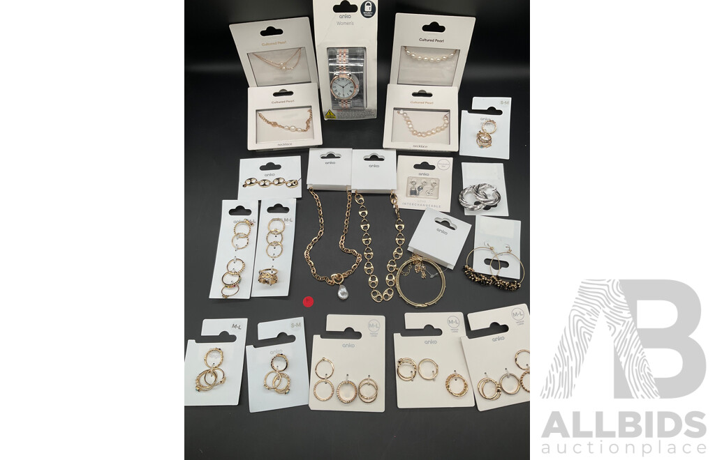 ANKO Costume Jewellery Collection Including Necklaces, Rings, Earrings and Bracelets - Lot of 20