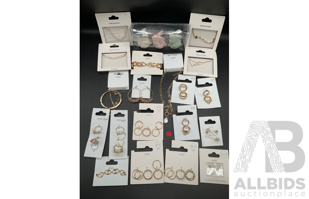 ANKO Costume Jewellery Collection Including Necklaces, Rings, Earrings and Bracelets - Lot of 20