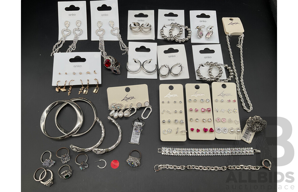 LOUISA and ANKO Costume Jewellery Collection Including Necklaces, Earrings and More - Lot of 30