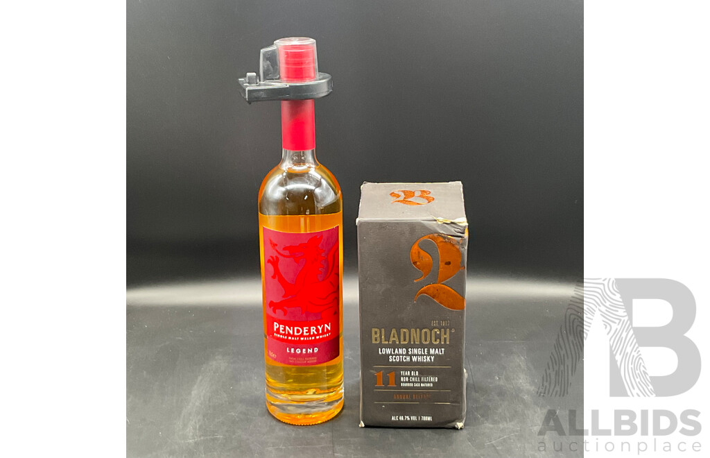 Penderyn Single Malt Whiskey and Bladnoch Lowland Single Malt Whiskey