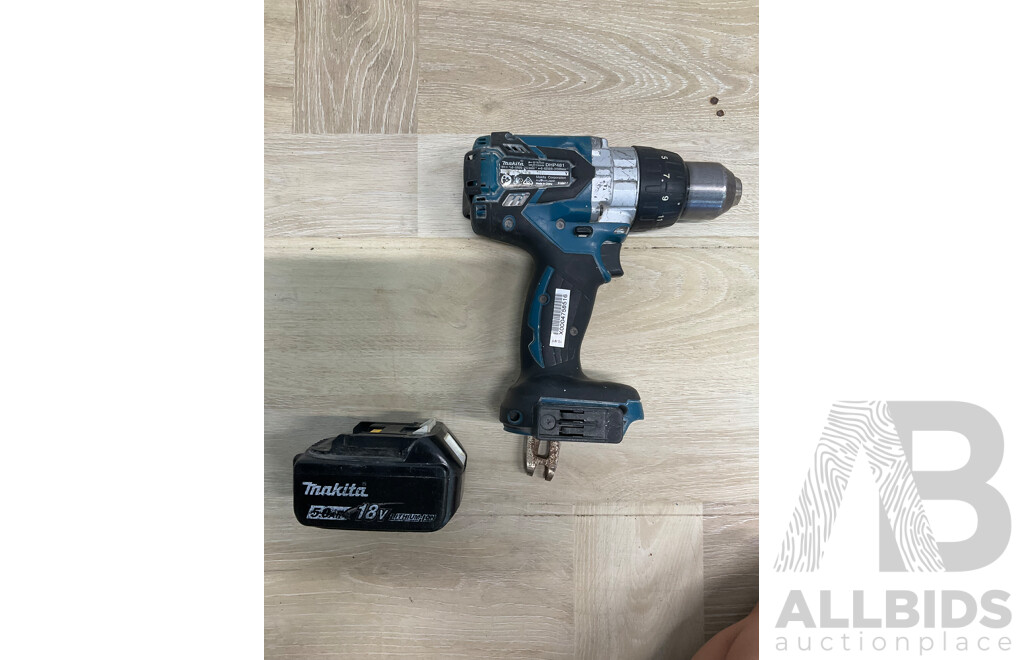 MAKITA 18V Hammer Driver Drill (DHP481) and 5.0Ah 18V Battery