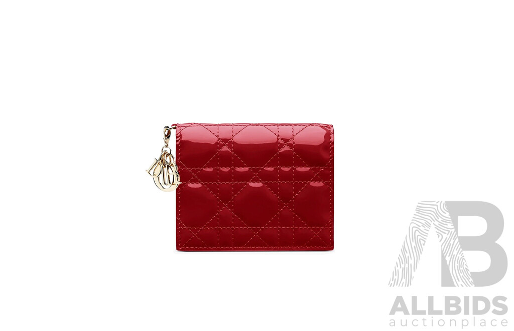 DIOR Mini Lady Wallet in Cherry Red