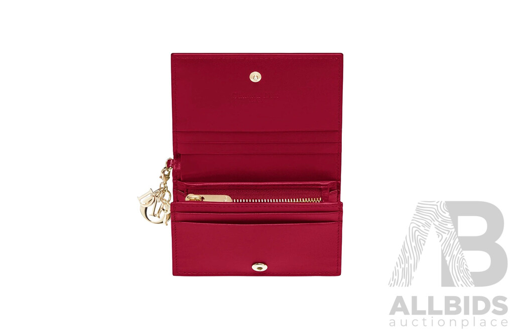 DIOR Mini Lady Wallet in Cherry Red