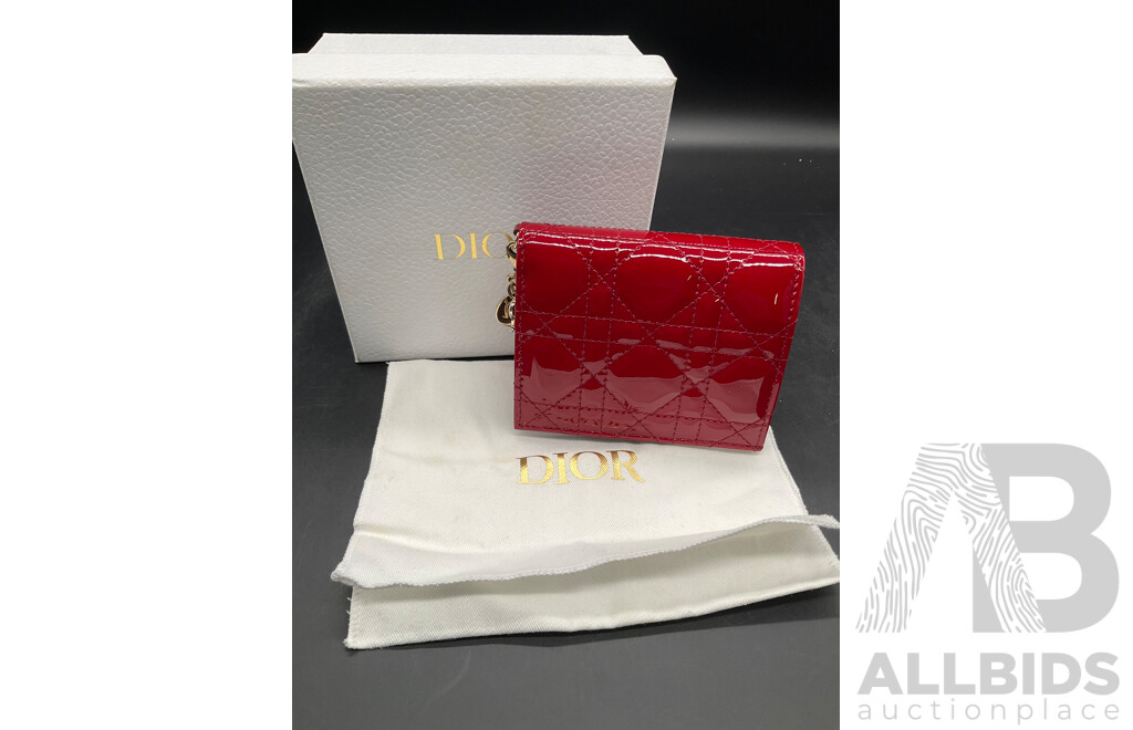 DIOR Mini Lady Wallet in Cherry Red