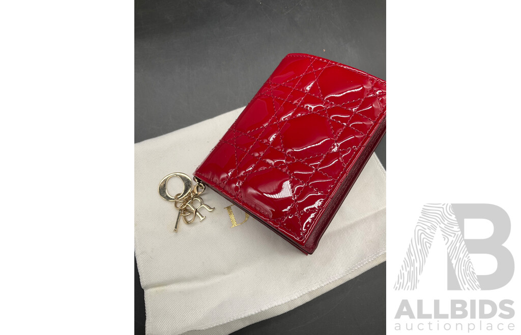 DIOR Mini Lady Wallet in Cherry Red