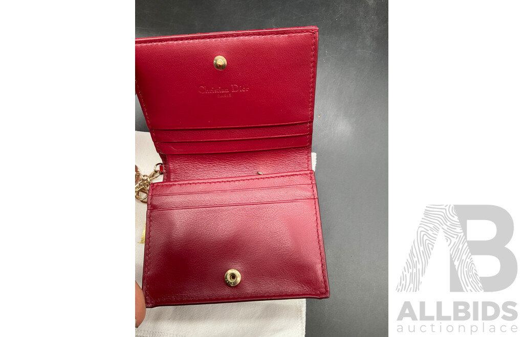 DIOR Mini Lady Wallet in Cherry Red