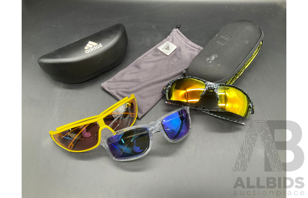 Assorted Sport Sunglasses and Pouches - Including Adidas, Oakley and More  - Lot of 6