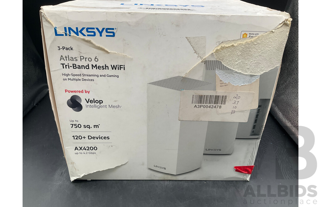 LINKSYS 3-pck Atlas Pro 6 Tri-Band Mesh Wifi Router AX4200