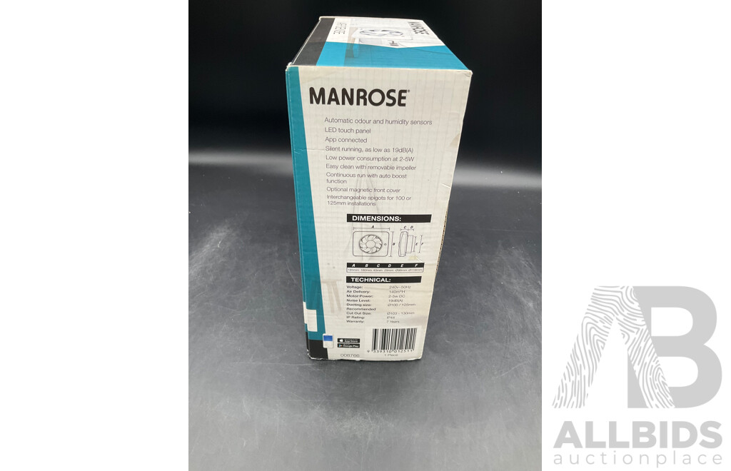 MANROSE Air Sense Smart Exhaust Fan - ORP $335