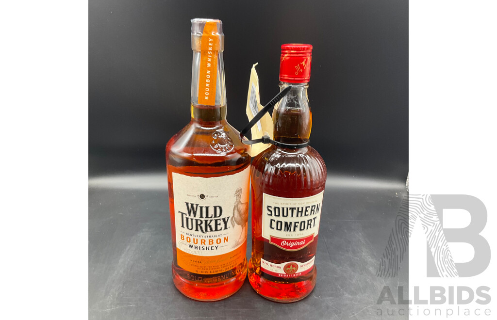 Wild Turkey Bourbon Whisky 1L and Southern Comfort Original 700ml