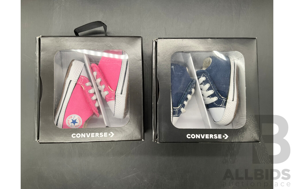 CONVERSE Canvas Shoes Size 0-24 Months Pink and Blue - Lot of 2