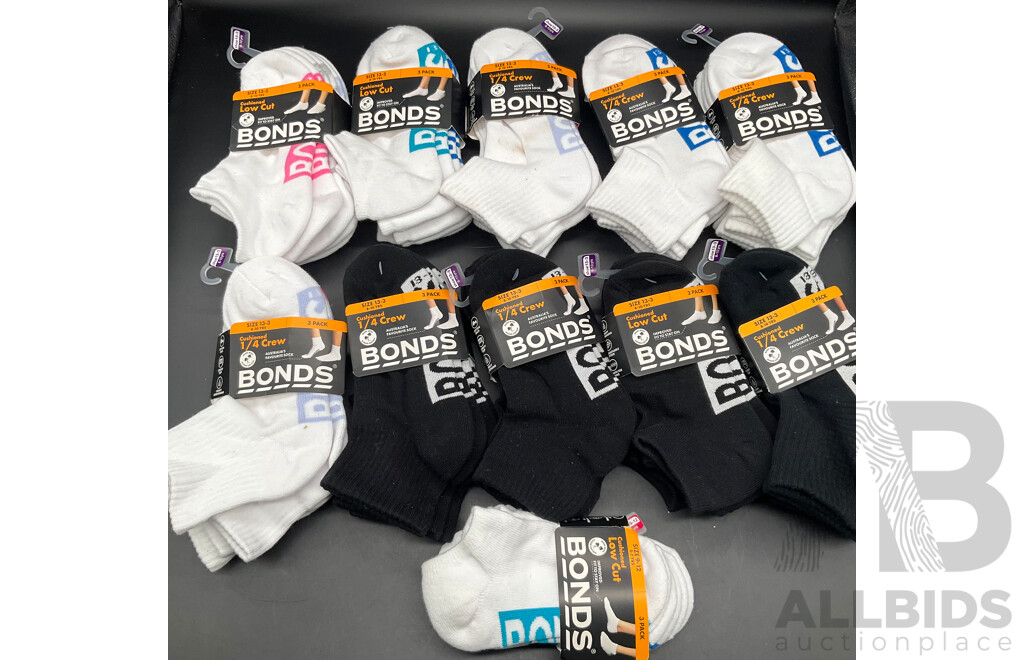 BONDS Kids Assorted Socks Size 13-3   - Lot of 9