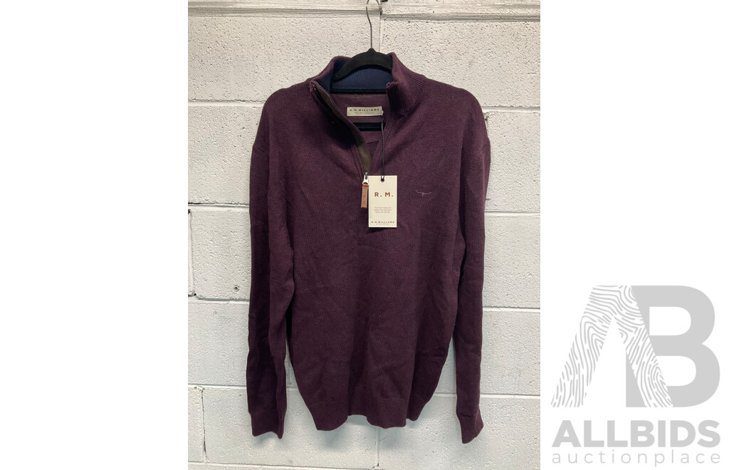 R. M. WILLIAMS Ernest Men's Knit Sweater in Burgundy, Size S - ORP $189