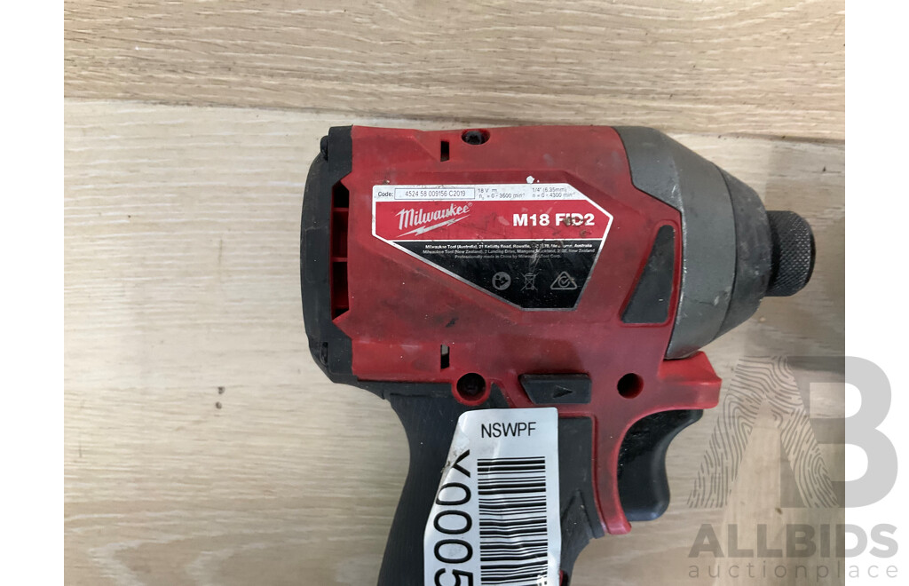 Milwaukee Fuel 18V Power Tools - Impact Driver Skin (FID2), Hammer Drill Skin (ONEPD2) and Angle Grinder  - Lot of 3