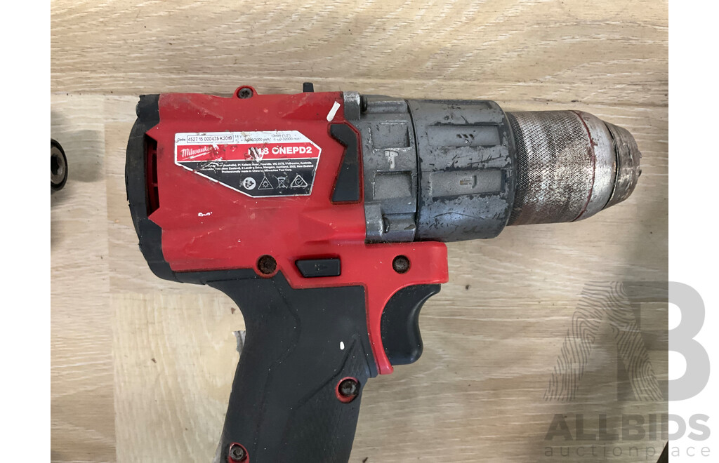 Milwaukee Fuel 18V Power Tools - Impact Driver Skin (FID2), Hammer Drill Skin (ONEPD2) and Angle Grinder  - Lot of 3