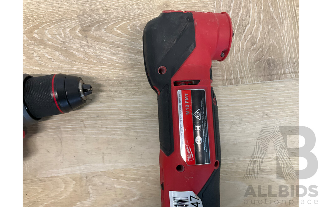 Milwaukee Fuel 18V Power Tools -  Reciprocating Saw Skin (M18FHZ), Hammer Drill/Driver Skin (M18FPD3) and Fuel Multi Tool (M18FMT) - Lot of 3