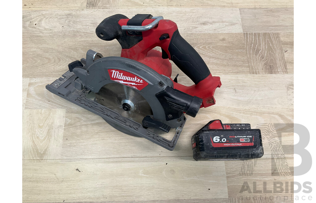 Milwaukee Fuel 18V 165mm Circular Saw Skin and 6.0AH Battery  (M18CCS55)