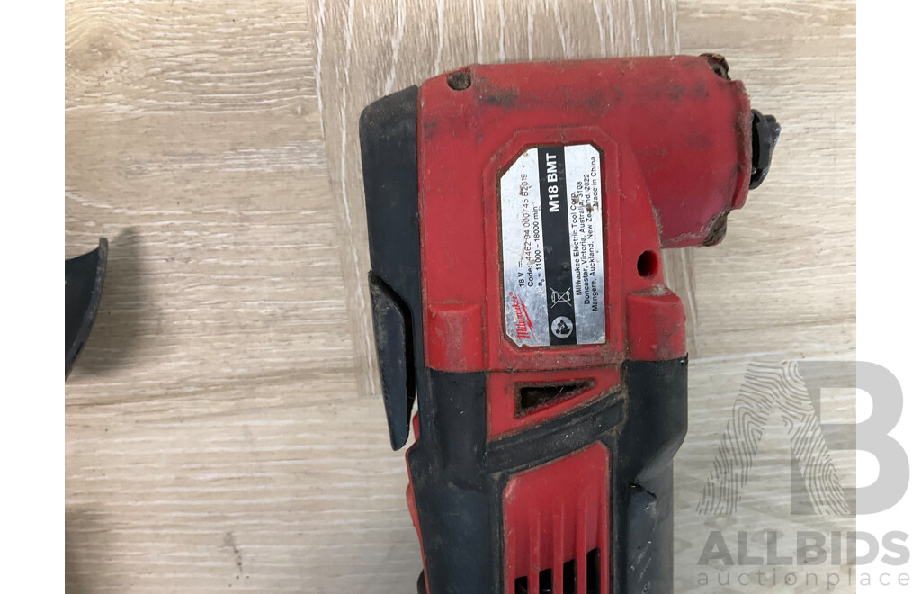 Milwaukee Fuel 18V Power Tools - Fuel Braking Angle Grinder (M18CAG125XPD), Multi Tool 1(M18BMT ) and 2x 5.0AH Battery, OZITO Hammer Drill with 2 Batteries - Lot of 7