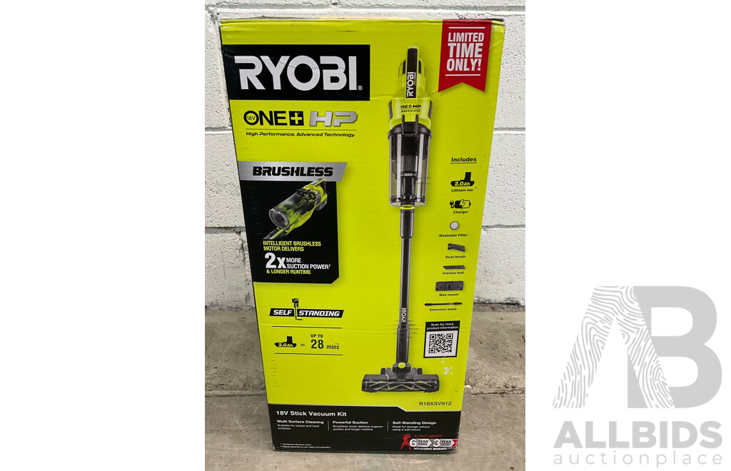 Ryobi (R18XSV912) 18V ONE+ HP Brushless Stick Vac