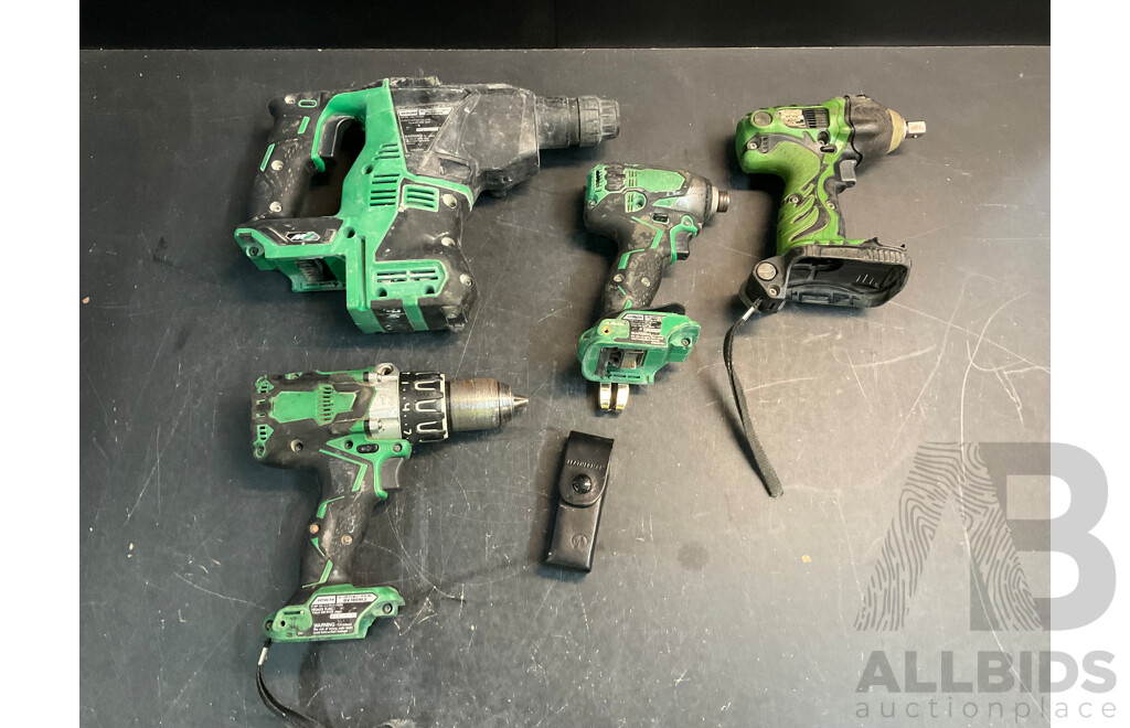 Hitachi Rotary Hammer Drill, Impact Drills (x3) & Leatherman Swiss Army Knife - Lot of 5