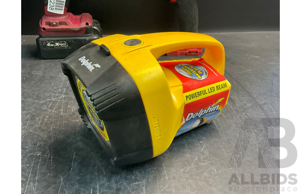 Milwaukee & Workzone Drills, Ozito Angle Grinder, Workzone Mini Bench Grinder & Dolphin Flashlight