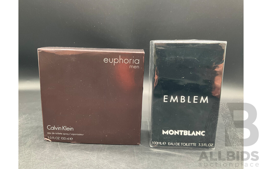 CALVIN KLEIN Euphoria and  EMBLEM MontBlanc Perfumes  - Lot of 2