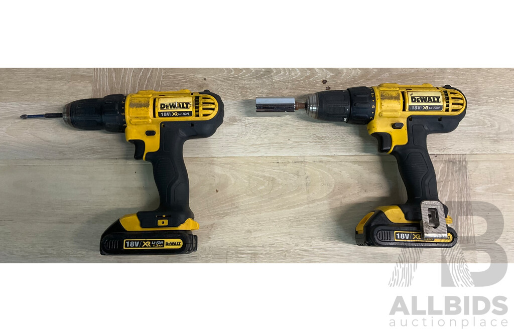 Dewalt DCD771-XE Drills (x2) & 18v Batteries (x2)