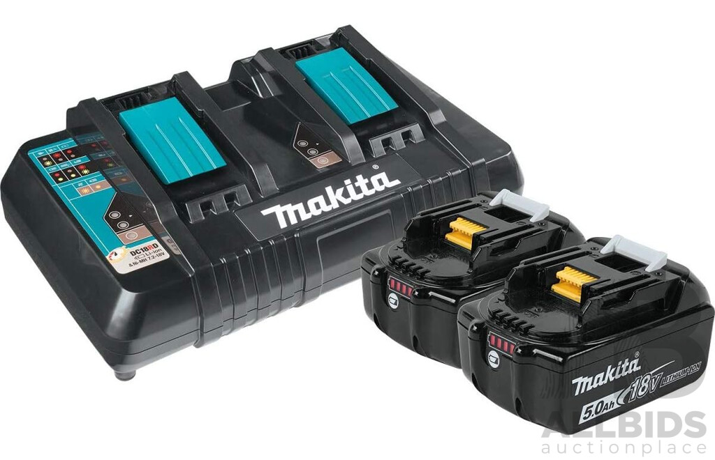 MAKITA Batery Charger and 2x 5.0Ah Battery - Lot of 3