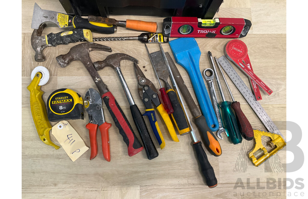 DeWALT TOUGHSYSTEM Plastic Tool Box and  Assorted Hand Tools