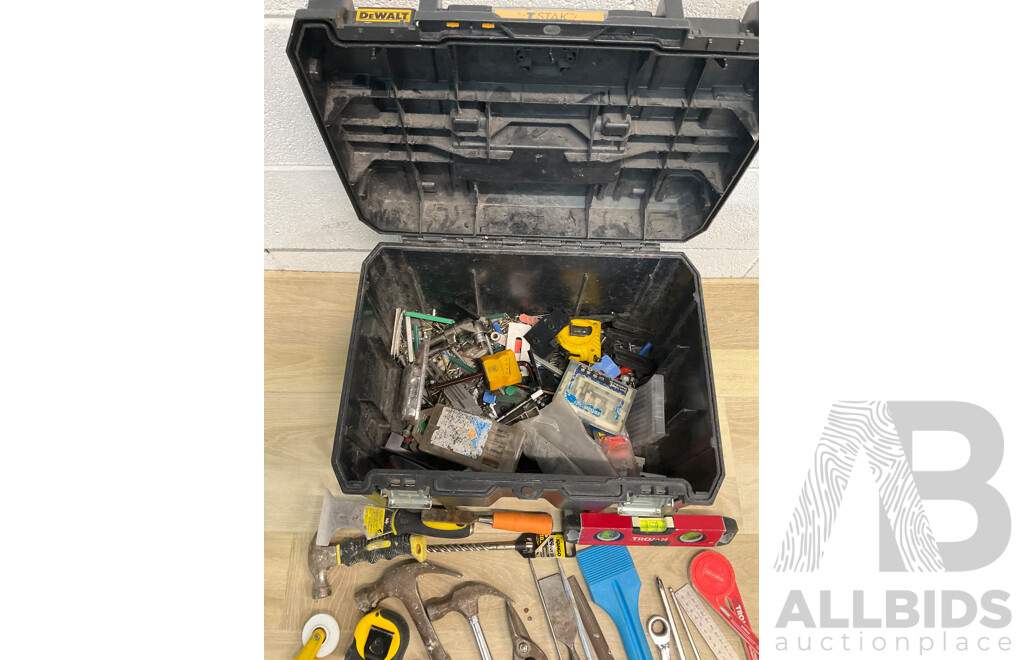 DeWALT TOUGHSYSTEM Plastic Tool Box and  Assorted Hand Tools