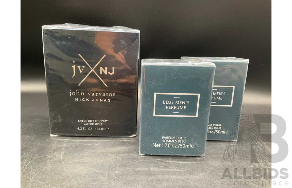 NICK JONAS John Varvatos and BLUE MEN'S Perfumes  - Lot of 3