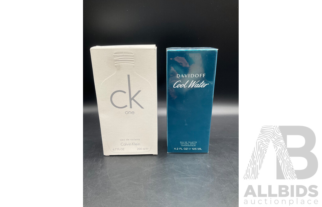 CALVIN KLEIN One and DAVIDOFF Cool Water Eau De Toilette  - Lot of 2