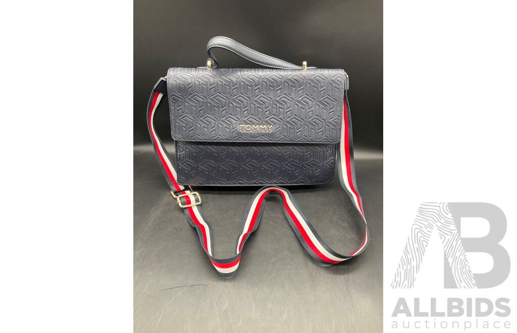 Womens Embossed Monogram Satchel Branded Tommy Hilfiger