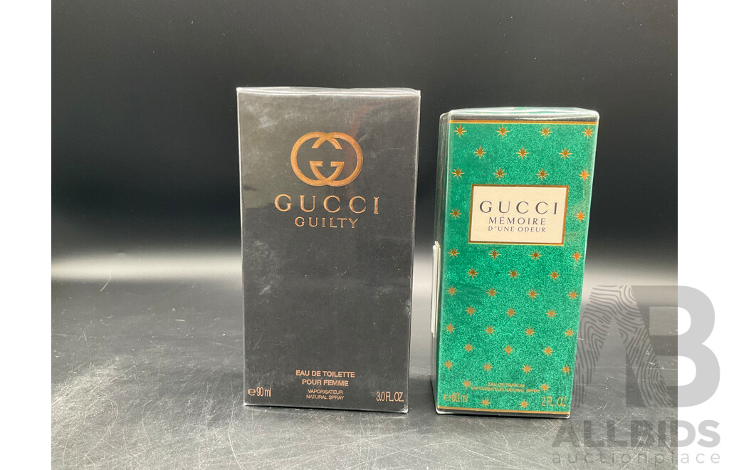 GUCCI Guilty Eau De Toilette and GUCCI Memoire D'Une Odeur Eau De Parfum  - Lot of 2