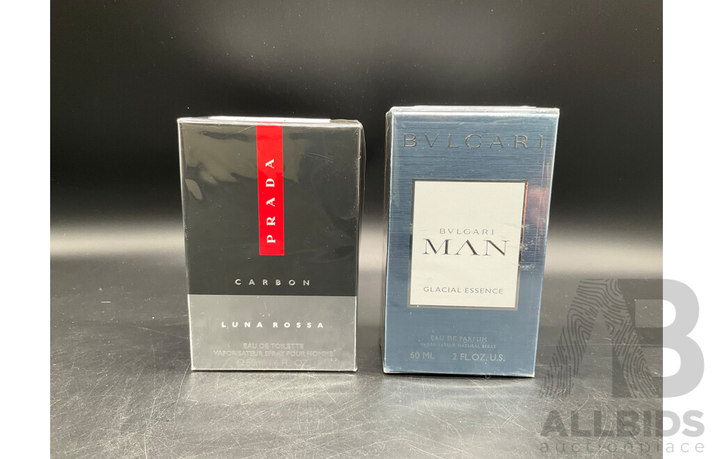 BVLGARI Man Eau De Parfum and PRADA Carbon Luna Rossa Eau De Toilette - Lot of 2