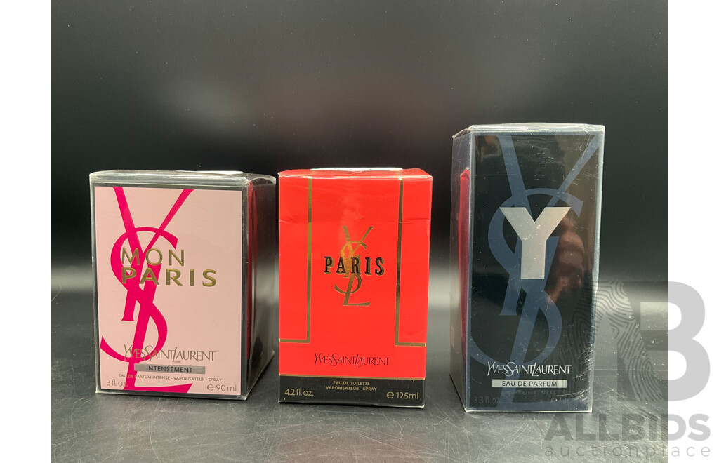 YVES SAINT LAURENT Mon Paris and Y Eau De Parfum and Paris Eau De Toilette - Lot of 3