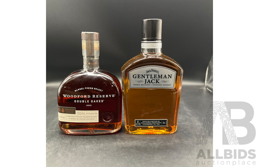 Jack Daniels Gentalman Jack and Woodfor Reserve Double Oaked