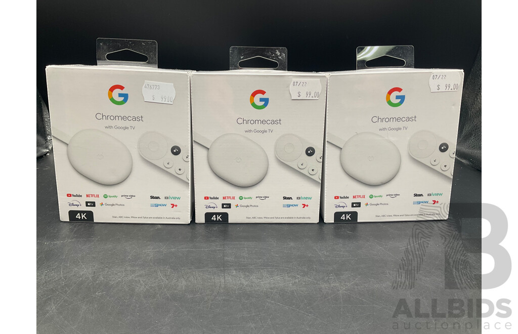 Google Chromecast with Google TV - Lot of 3 - ORP $298