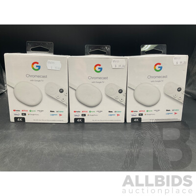 Google Chromecast with Google TV - Lot of 3 - ORP $298