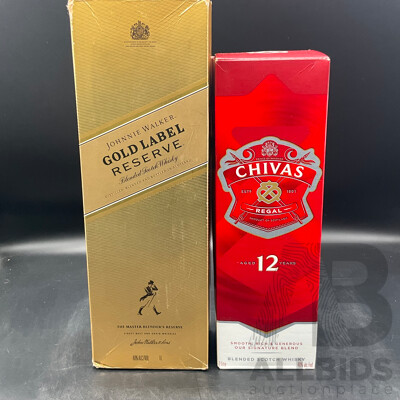 Johnnie Walker Gold Label 1L and Chivas Regal 1L