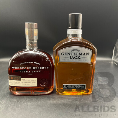 Jack Daniels Gentalman Jack and Woodfor Reserve Double Oaked